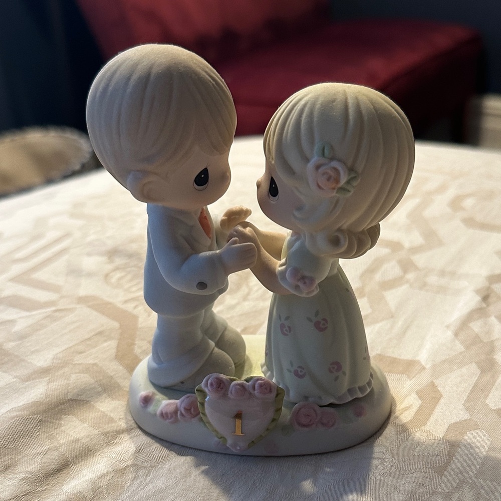 Precious Moments Figurine with Cream and Pink Accents